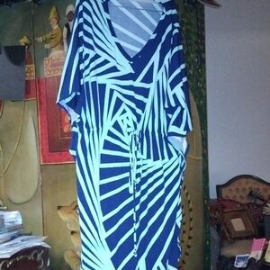 Haani Fun Navy and White Asymmetrical Dress/Top/Coverup